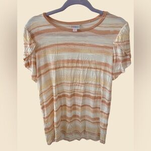 LuLaRoe Short Sleeve Top in Orange and Cream